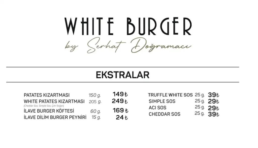 White Burger Menü
