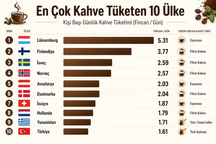 dünyada en çok kahve içen ülkeler