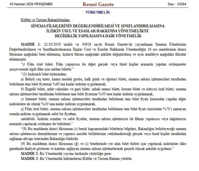 Sinema Bilet İndirimi