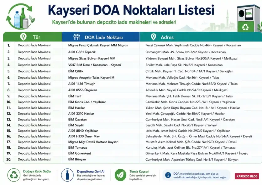 Kayseri DOA Noktaları