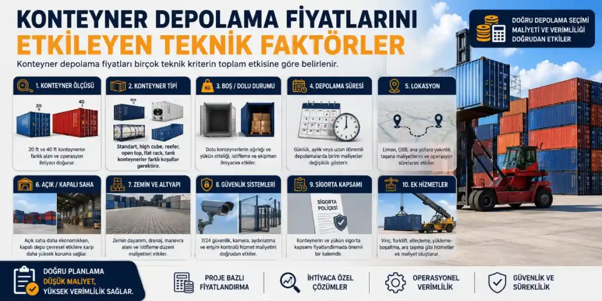 Konteyner Depolama Fiyatlarını Etkileyen Teknik Faktörler