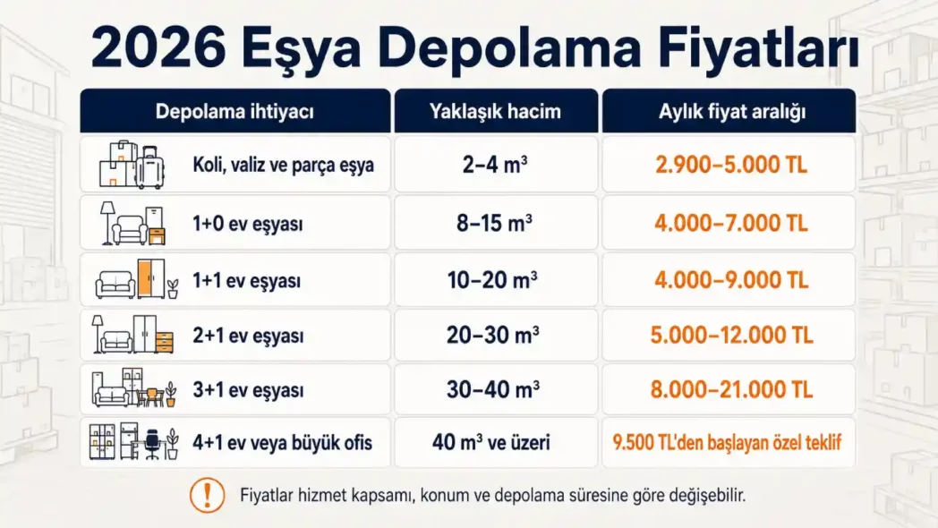Güncel Eşya Depolama Fiyatları