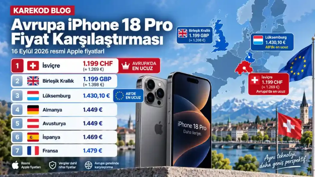 Avrupa iPhone 18 Pro Fiyat Karşılaştırması