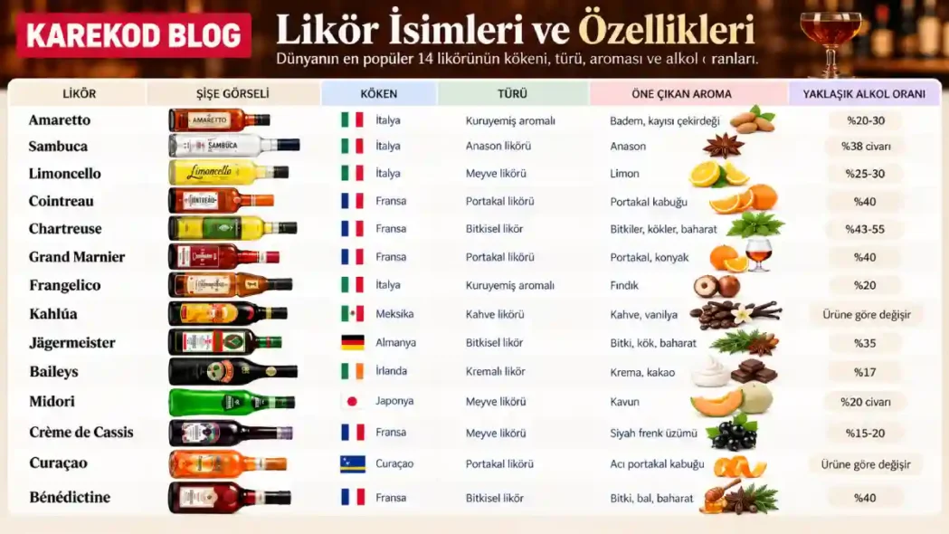 Likör isimleri ve Özellikleri
