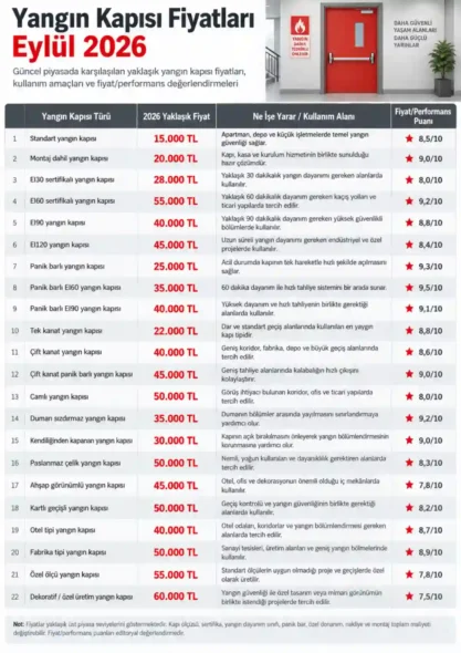 Yangın kapısı fiyatları
