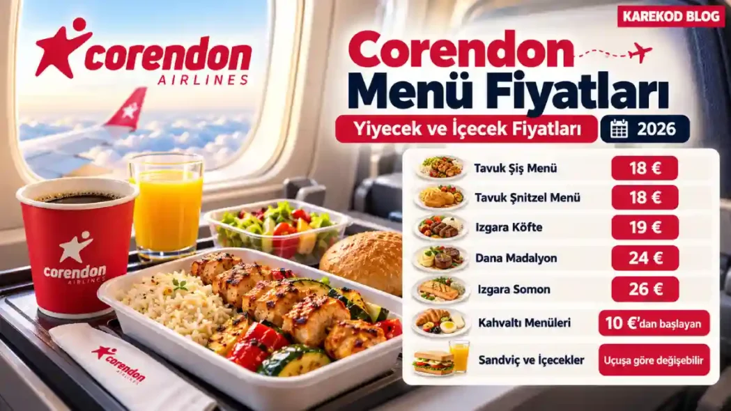 Corendon Menü Fiyatları