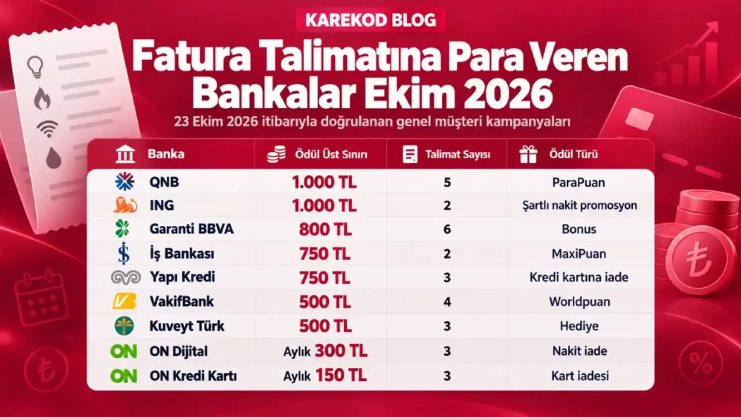 fatura talimatına para veren bankalar